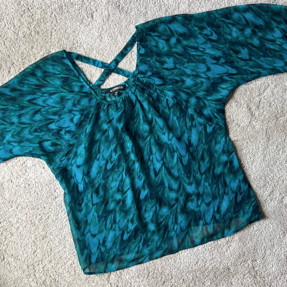 🎉5/$20🎉 EUC EXPRESS Teal Blue Short Sleeve Blouse